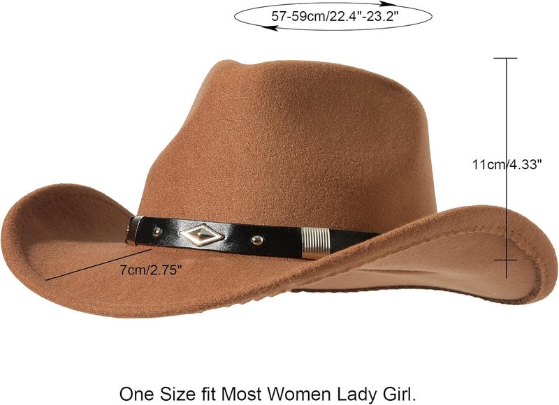 JOYEBUY Classic Wide Brim Women Men Western Style Cowboy Cowgirl Hats with Buckle Belt - Image 2